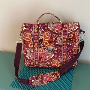 Vera Bradley Quilted Attache Messenger Laptop Satchel Safari Sunset